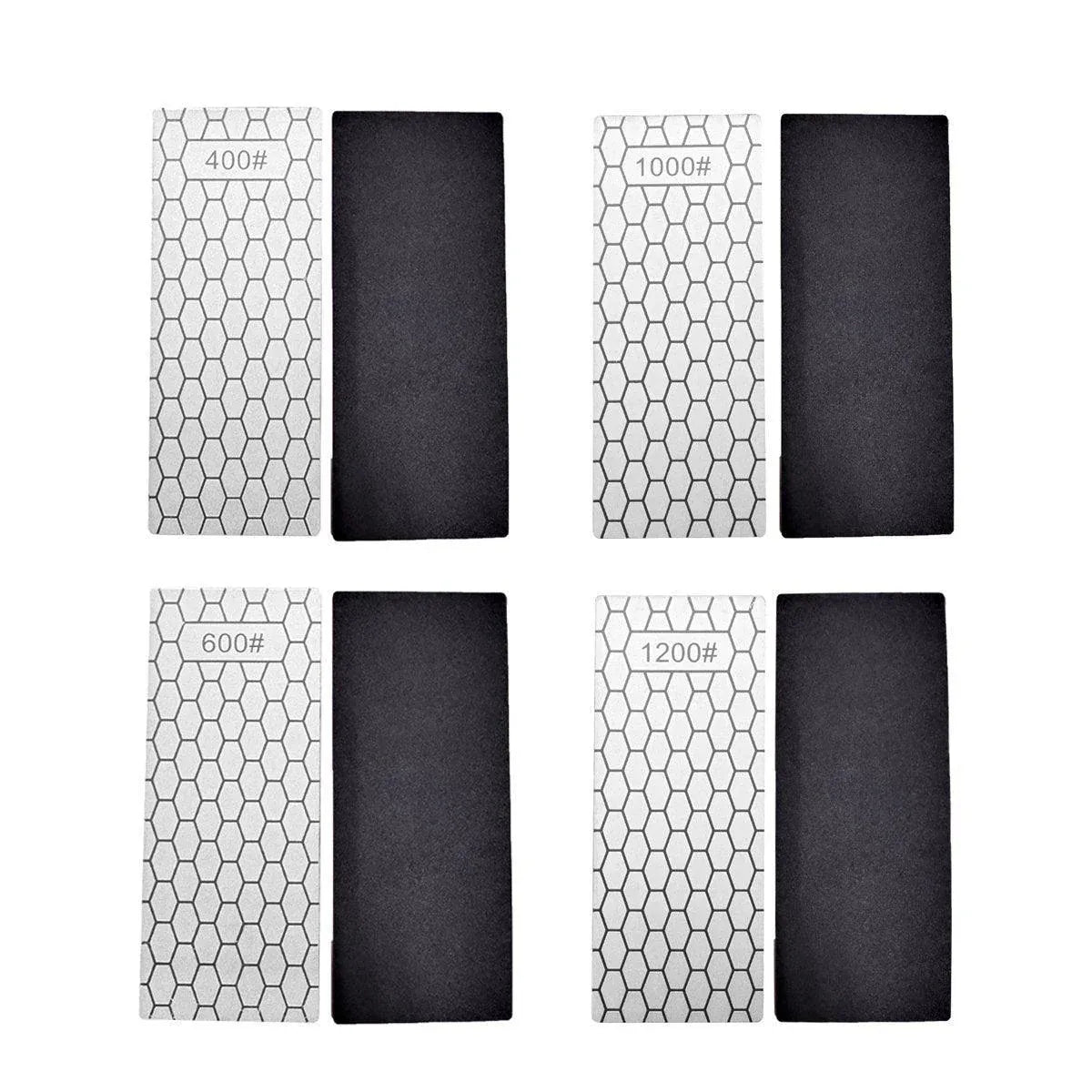Premium 4 Piece Diamond Knife Sharpener Stone Set with Non-Slip Base