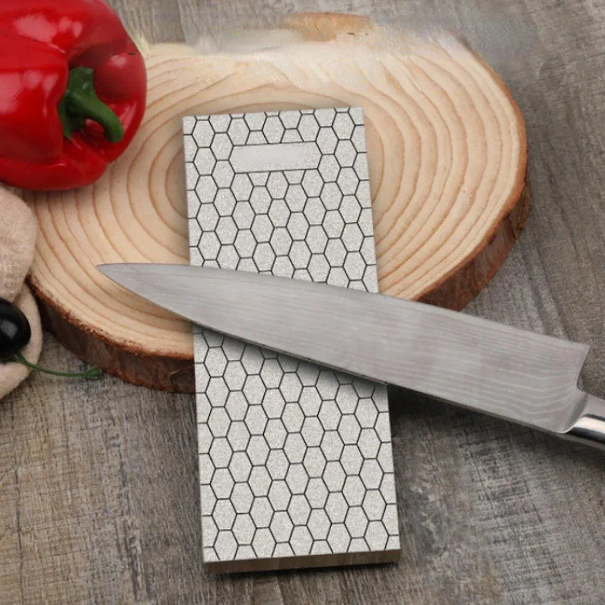 Premium 4 Piece Diamond Knife Sharpener Stone Set with Non-Slip Base