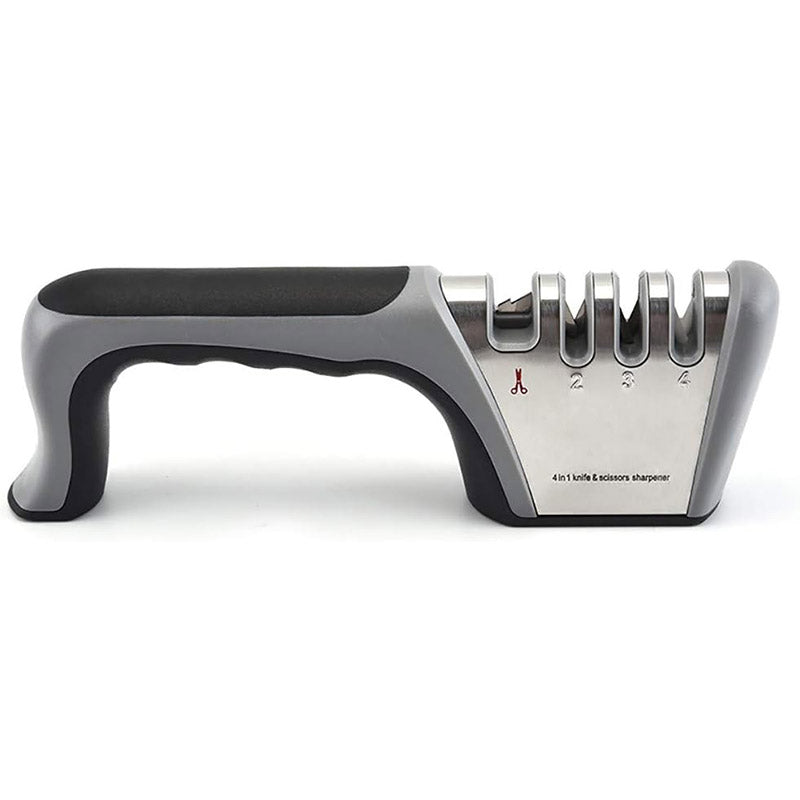 Four-Stage Knife Sharpener, Multifunction Kitchen Blade Tool, 23.5 cm, Black - SuperSaverAU - view 5