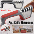 Four-Stage Knife Sharpener for Straight-Edged Kitchen Knives - 23.5 cm, Red - SuperSaverAU - view 1