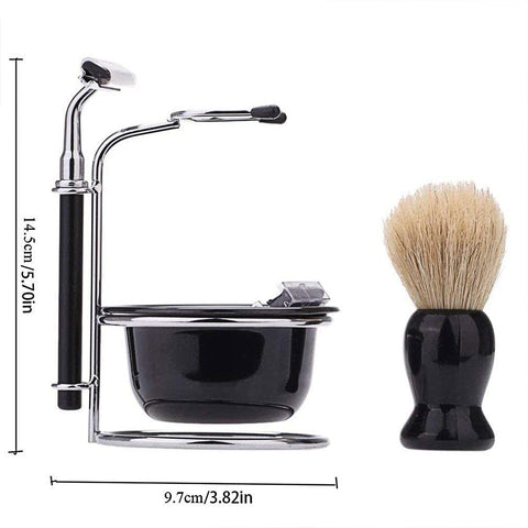 Premium 5pcs Men's Manual Shaving Kit with Razor Brush Bowl and Stand