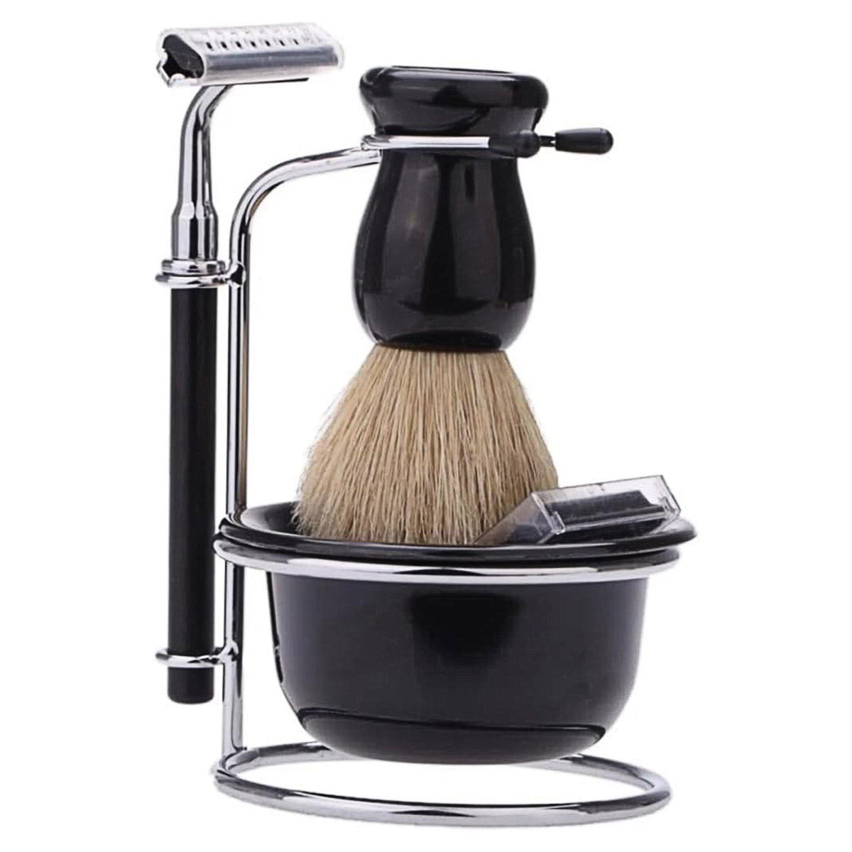 Premium 5pcs Men's Manual Shaving Kit with Razor Brush Bowl and Stand