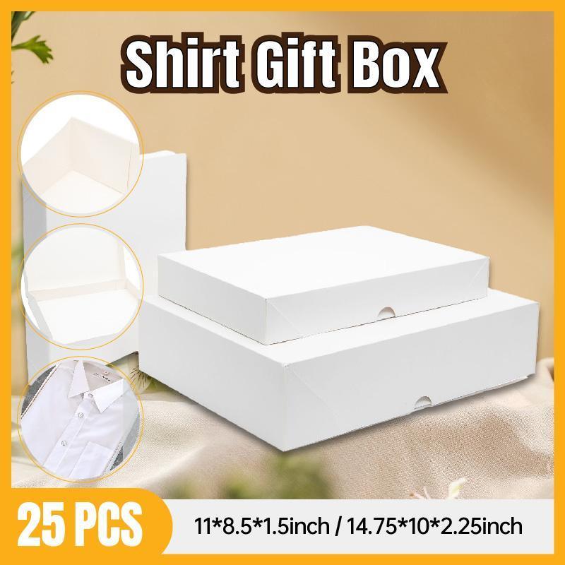 Premium White Cardboard Shirt Packaging Boxes - 25pcs - 11x8.5x1.5 inch
