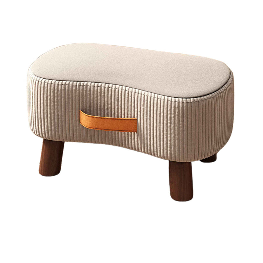 Premium Beige Wooden Shoe Changing Stool Velvet Low Seat with Carry Handle