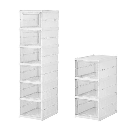 Foldable Shoe Storage Rack - 3 or 6 Layers, Transparent Drawers - SuperSaverAU - view 2
