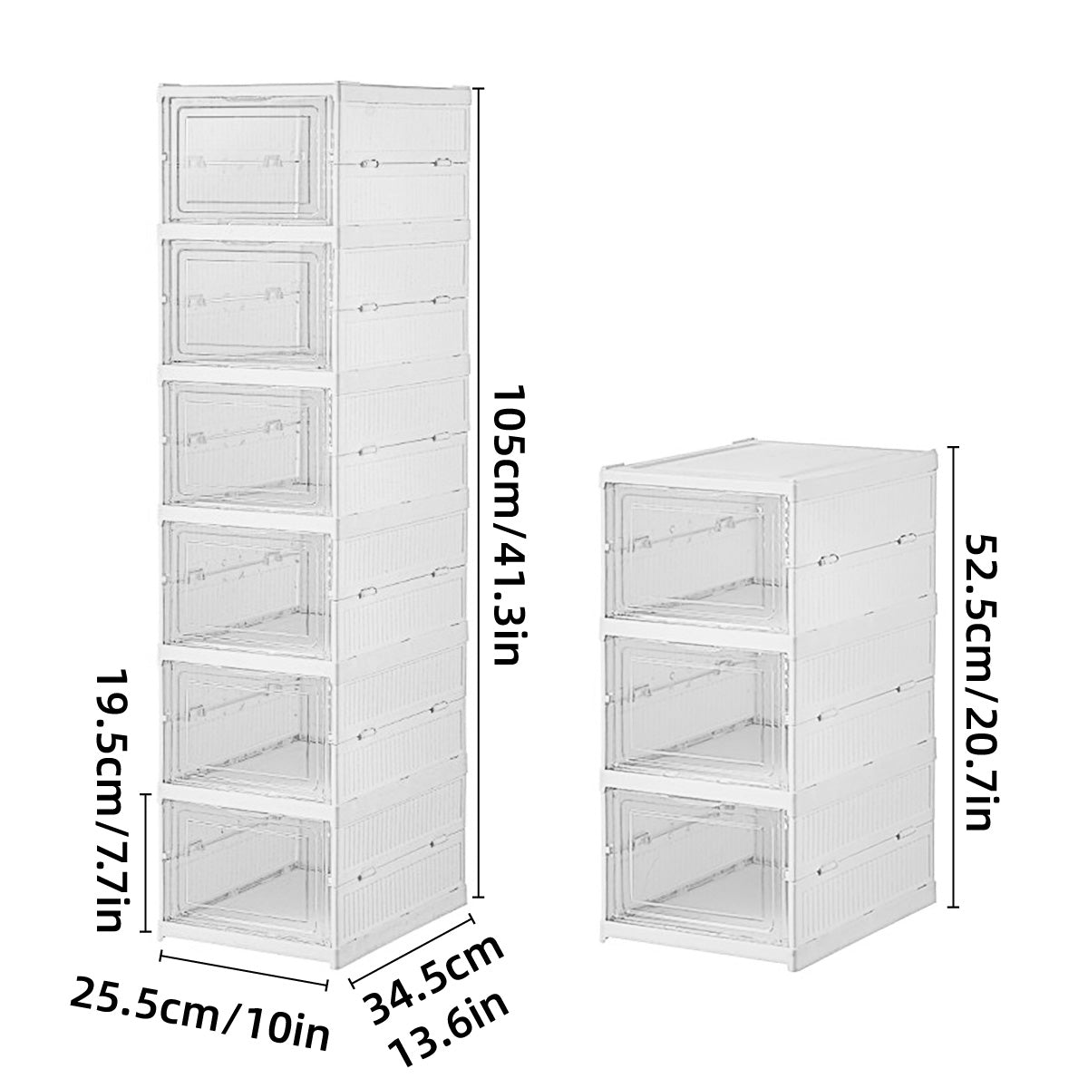 Foldable Shoe Storage Rack - 3 or 6 Layers, Transparent Drawers