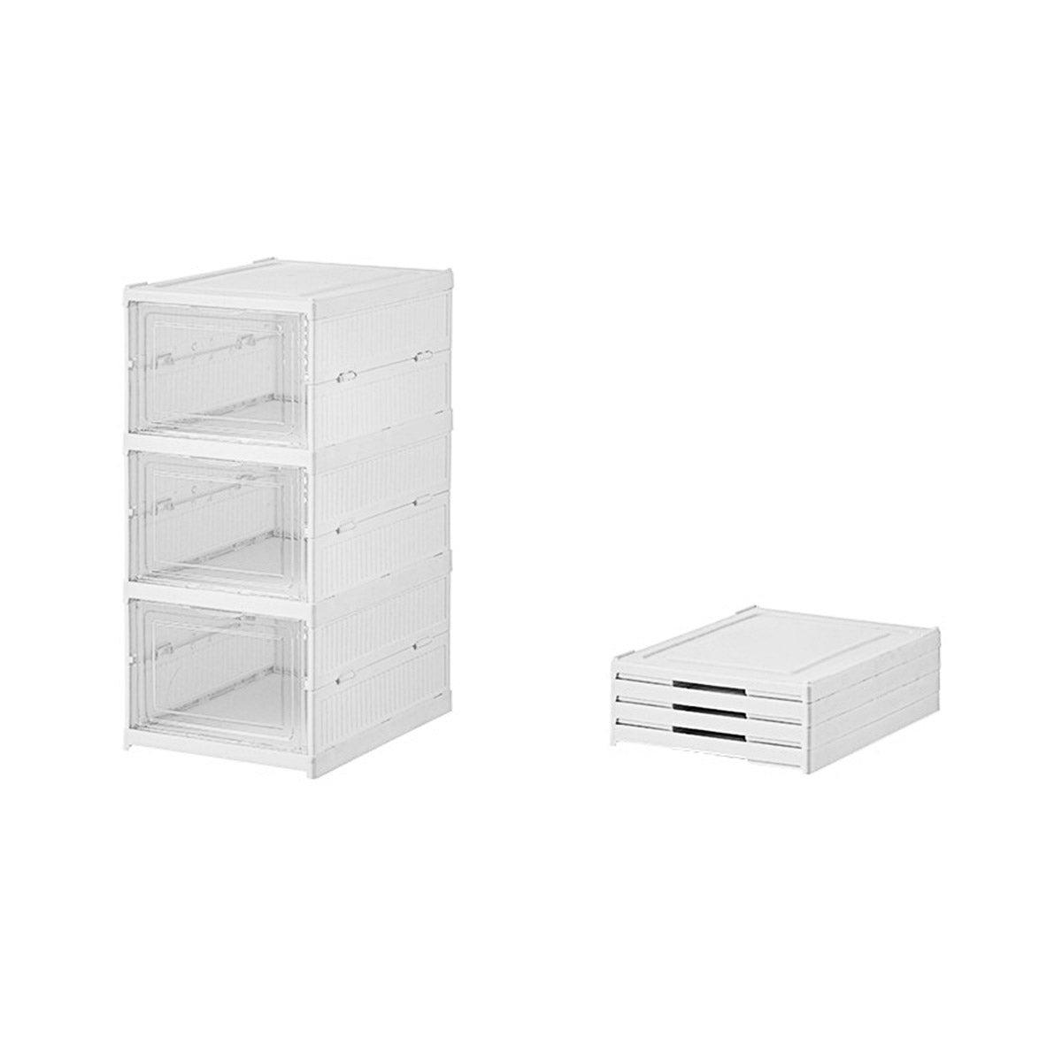 Foldable Shoe Storage Rack - 3 or 6 Layers, Transparent Drawers