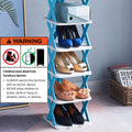 Premium Blue 6 Tier Space Saving Shoe Rack Folding Storage Shelf Organiser