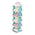 Premium Blue 7 Tier Space Saving Shoe Rack Folding Storage Shelf Organiser