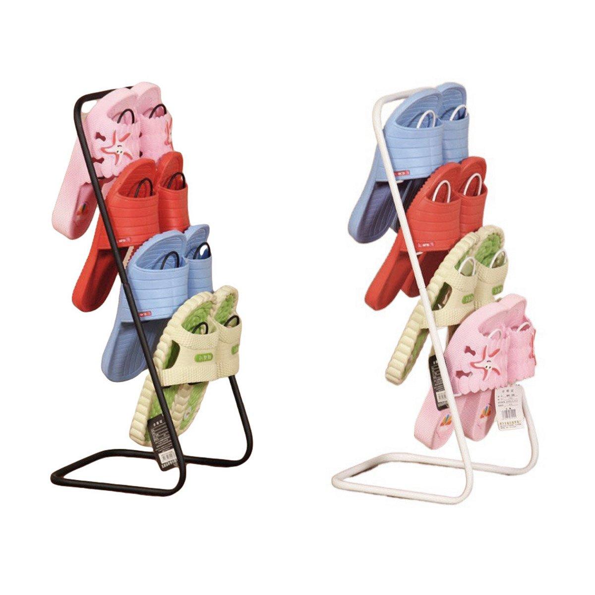 Stylish Black Wrought Iron Slipper Storage Rack - Compact Design