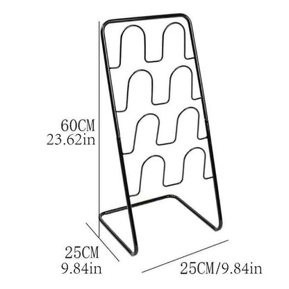 Stylish Black Wrought Iron Slipper Storage Rack - Compact Design