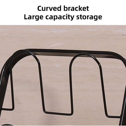 Stylish Black Wrought Iron Slipper Storage Rack - Compact Design