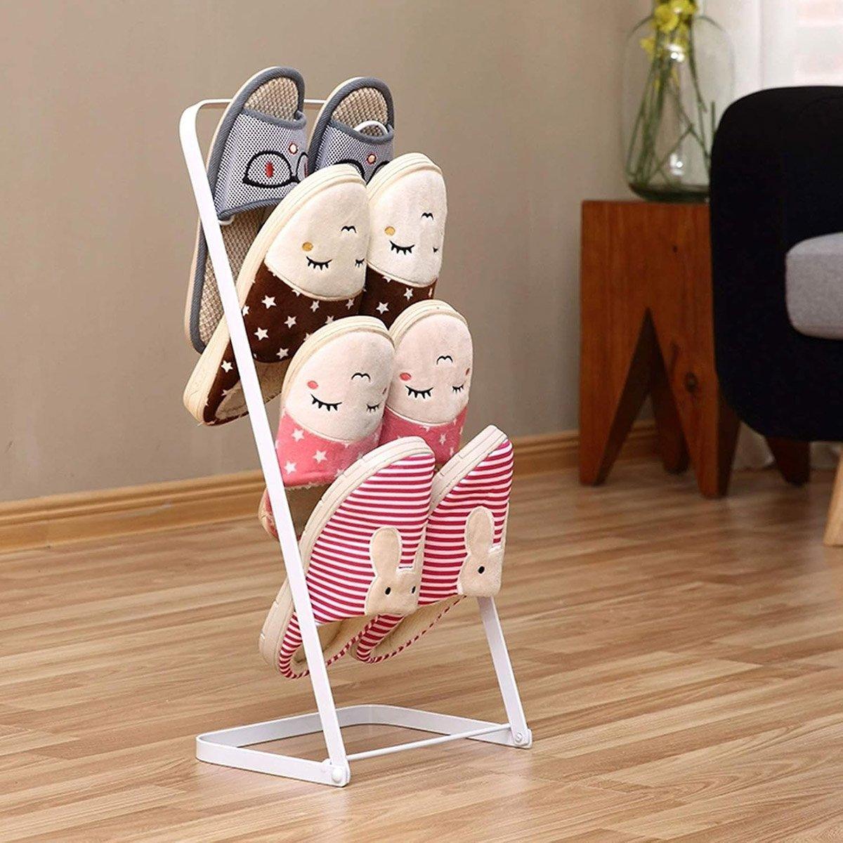 Multi-Layer Wrought Iron Slipper Storage Rack - White