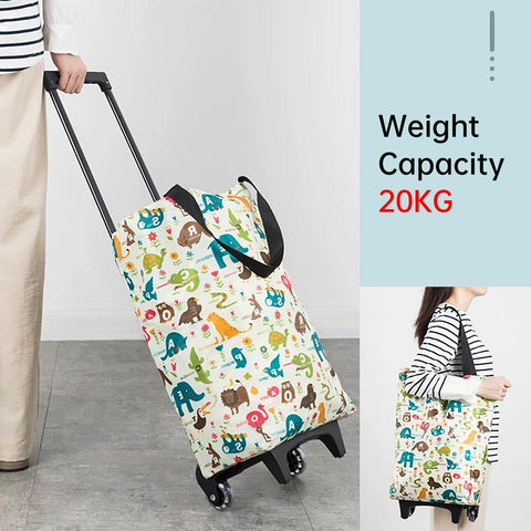 Lightweight Folding Shopping Cart Trolley with Wheels Retractable Tote Bag - Black-Small - SuperSaverAU - view 2
