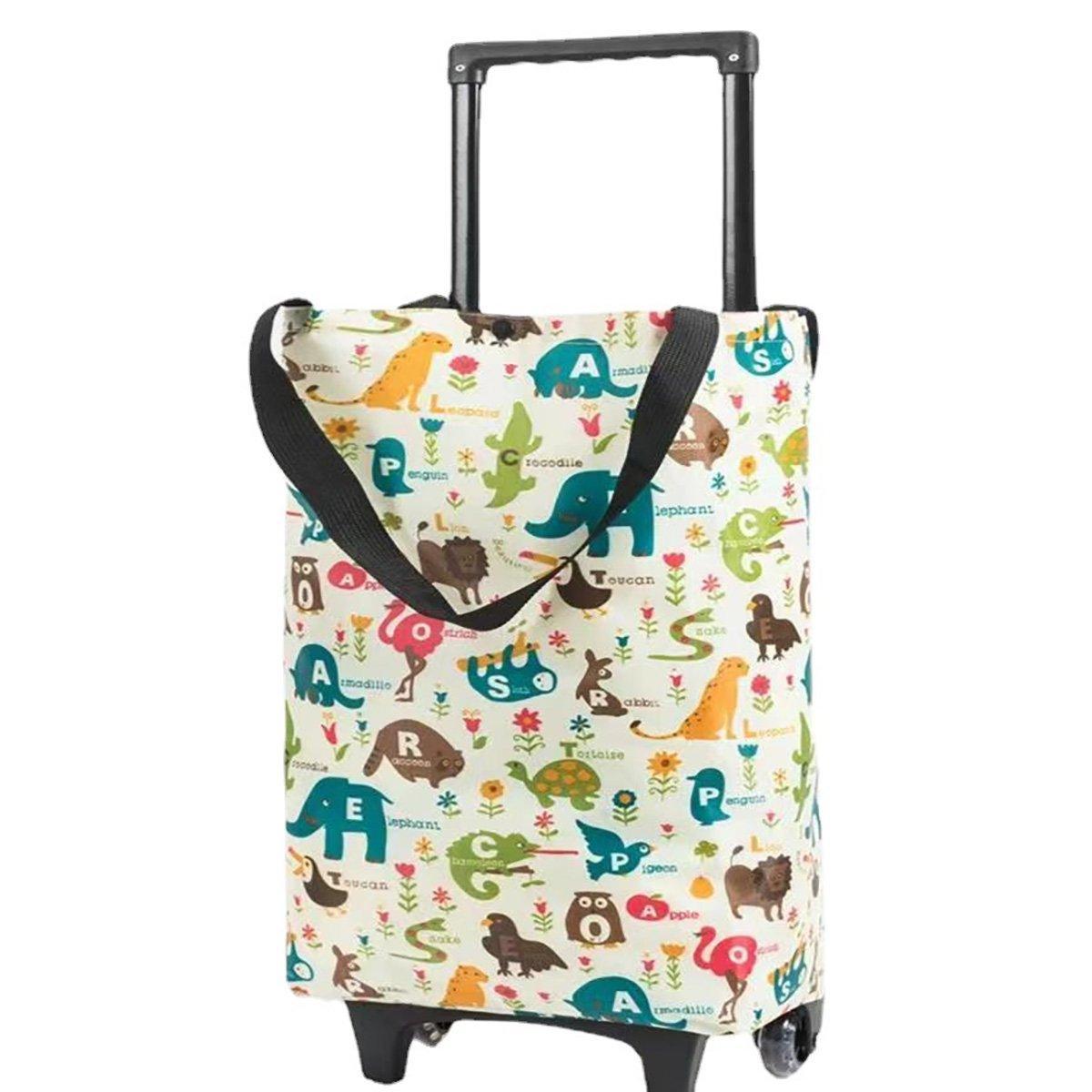 Lightweight Folding Shopping Cart Trolley with Wheels Retractable Tote Bag - Black-Small