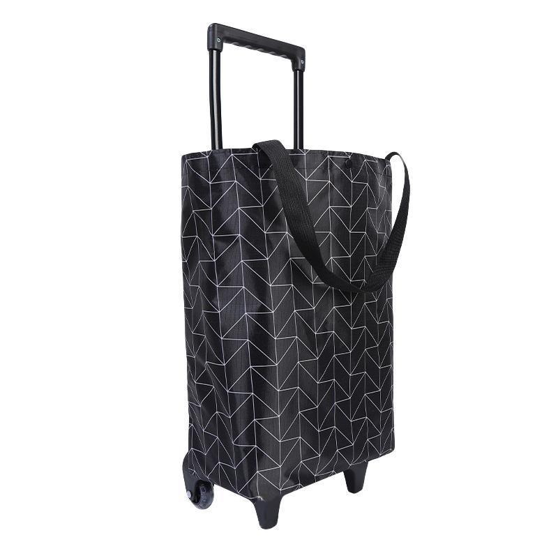 Lightweight Folding Shopping Cart Trolley with Wheels Retractable Tote Bag - Black-Small - SuperSaverAU - view 6