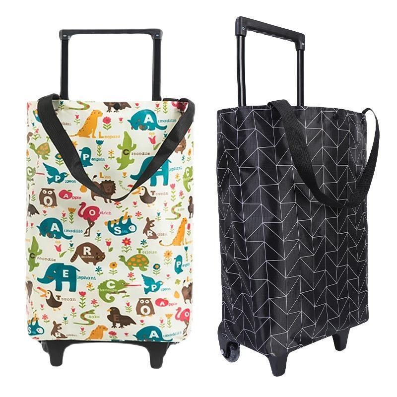 Lightweight Folding Shopping Cart Trolley with Wheels Retractable Tote Bag - White-Small - SuperSaverAU - view 1