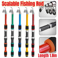 Premium Telescopic Fishing Rod - Red, 1.8m