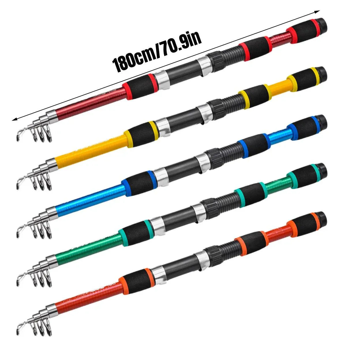 Premium Telescopic Fishing Rod - Red, 1.8m