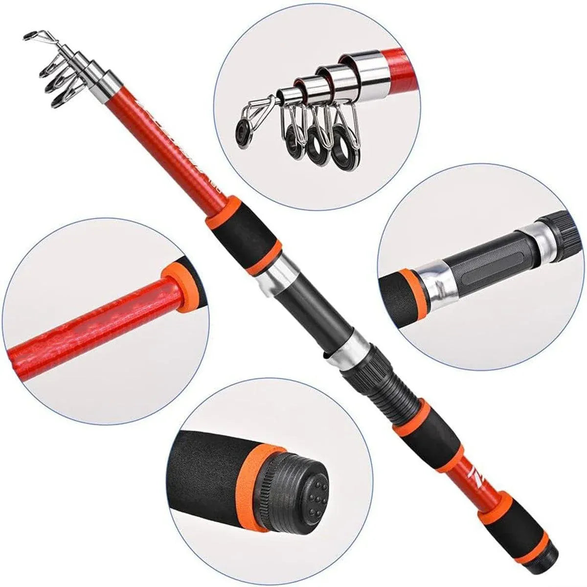 Premium Telescopic Fishing Rod - Yellow, 1.8m