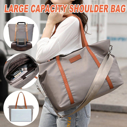 Large Capacity Nylon Shoulder Bag with Computer Divider for Women