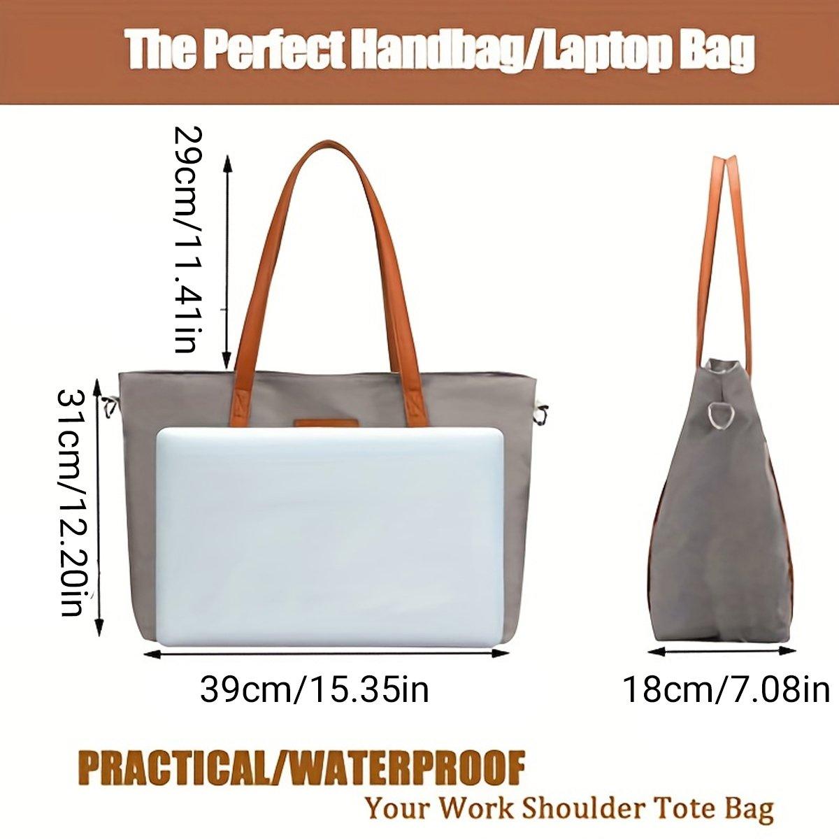 Large Capacity Nylon Shoulder Bag with Computer Divider for Women