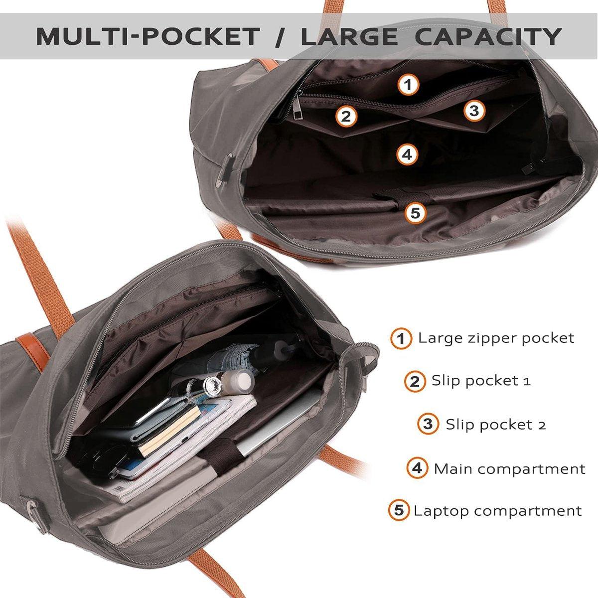 Large Capacity Nylon Shoulder Bag with Computer Divider for Women