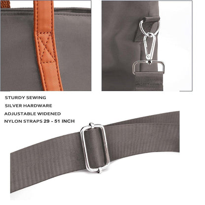 Large Capacity Nylon Shoulder Bag with Computer Divider for Women
