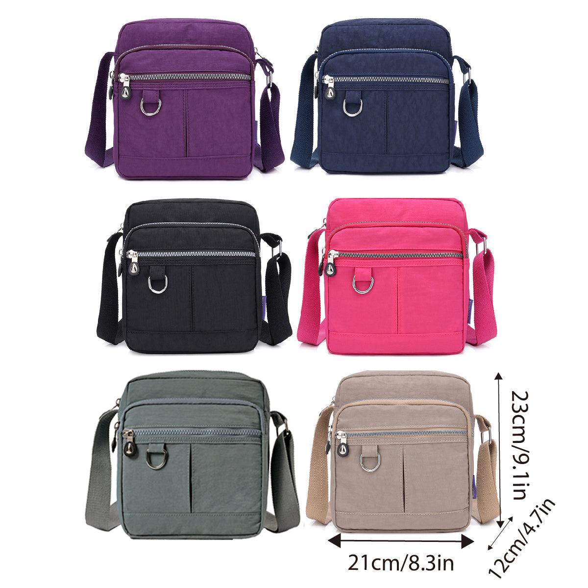 Premium Ladies Lightweight Nylon Shoulder Bag - Purple - SuperSaverAU - view 3