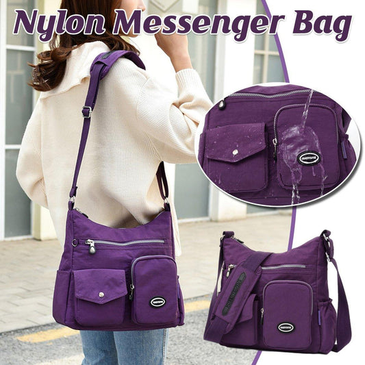 Waterproof Purple Nylon Crossbody Shoulder Bag for Casual Use