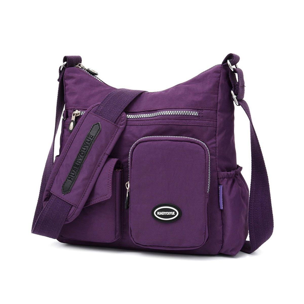 Waterproof Purple Nylon Crossbody Shoulder Bag for Casual Use