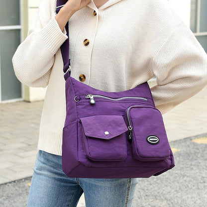 Waterproof Purple Nylon Crossbody Shoulder Bag for Casual Use
