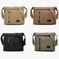 Retro Canvas Messenger Shoulder Bag for Men Travel Crossbody Satchel with Zippers - Khaki - SuperSaverAU - view 2