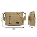 Retro Canvas Messenger Shoulder Bag for Men Travel Crossbody Satchel with Zippers - Khaki - SuperSaverAU - view 3