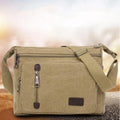 Retro Canvas Messenger Shoulder Bag for Men Travel Crossbody Satchel with Zippers - Khaki - SuperSaverAU - view 5