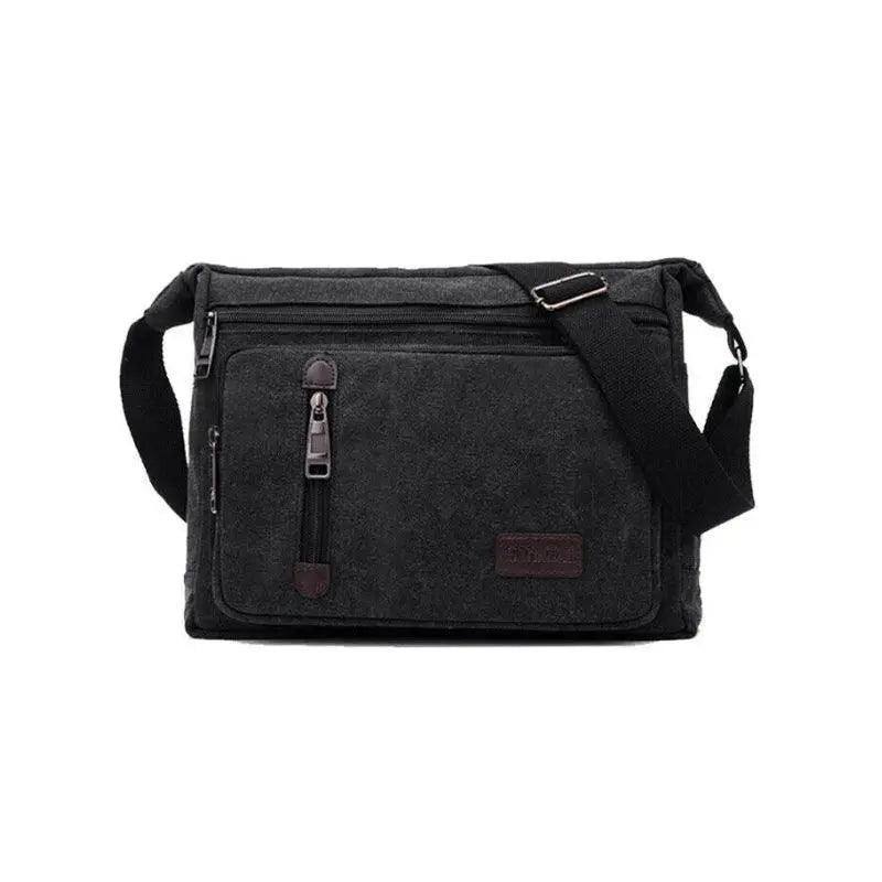 Retro Canvas Messenger Shoulder Bag for Men Travel Crossbody Satchel with Zippers - Khaki - SuperSaverAU - view 9