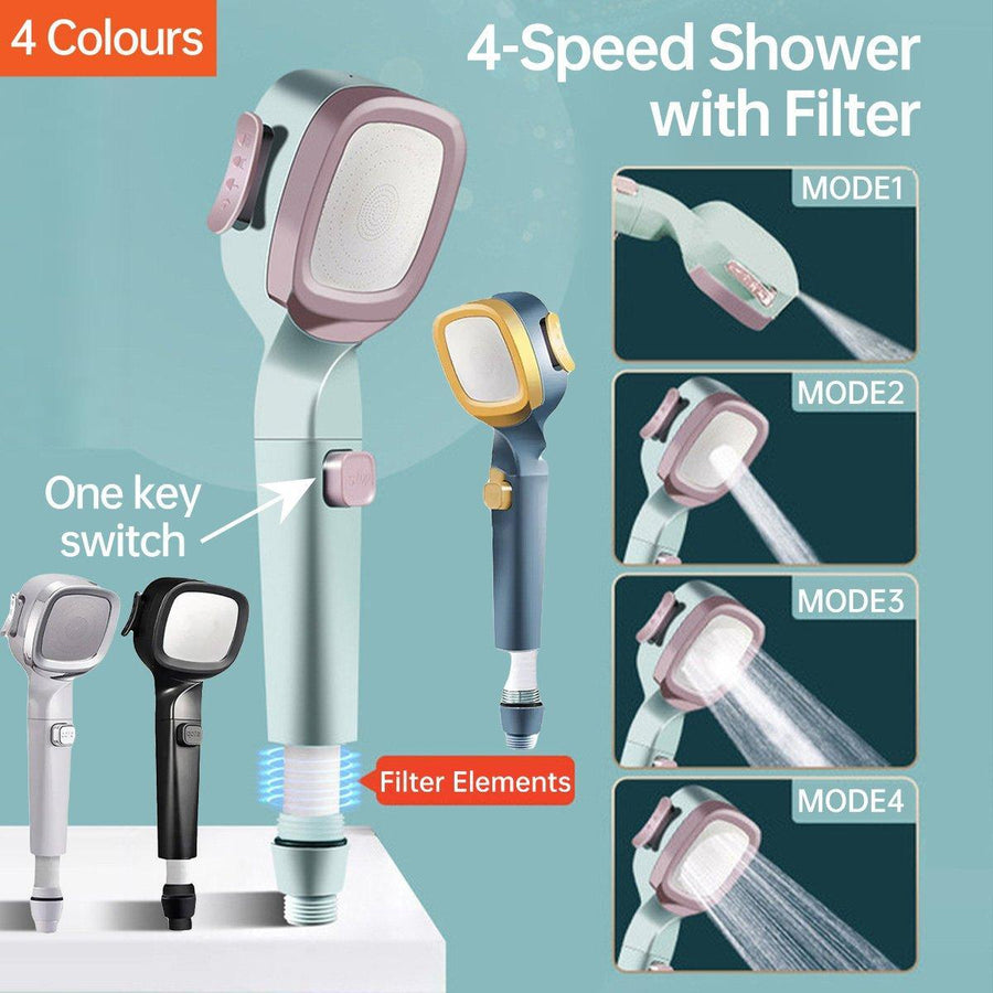 Premium Pink Blue High Pressure Handheld Shower Head with Filter Water Saving Spray