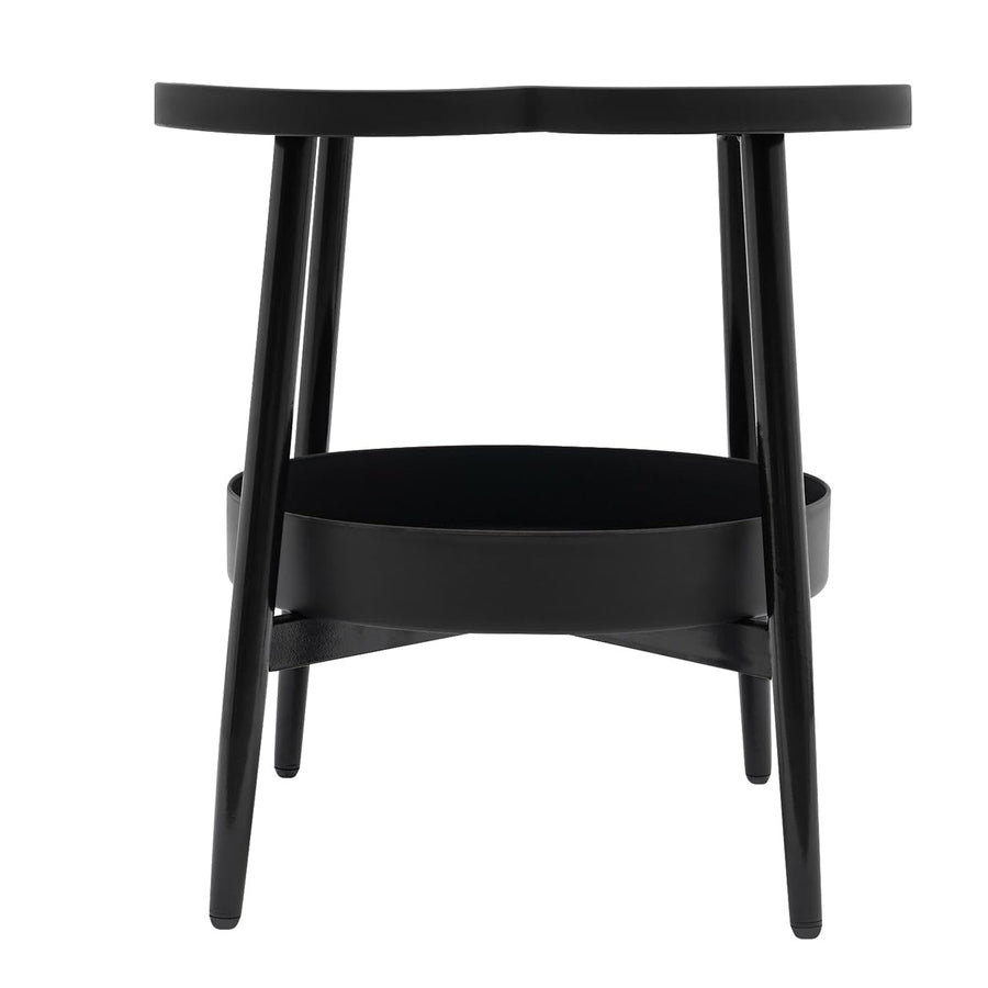 Premium Black Round 2 Tier Coffee Side Table Modern Minimalist 38cm