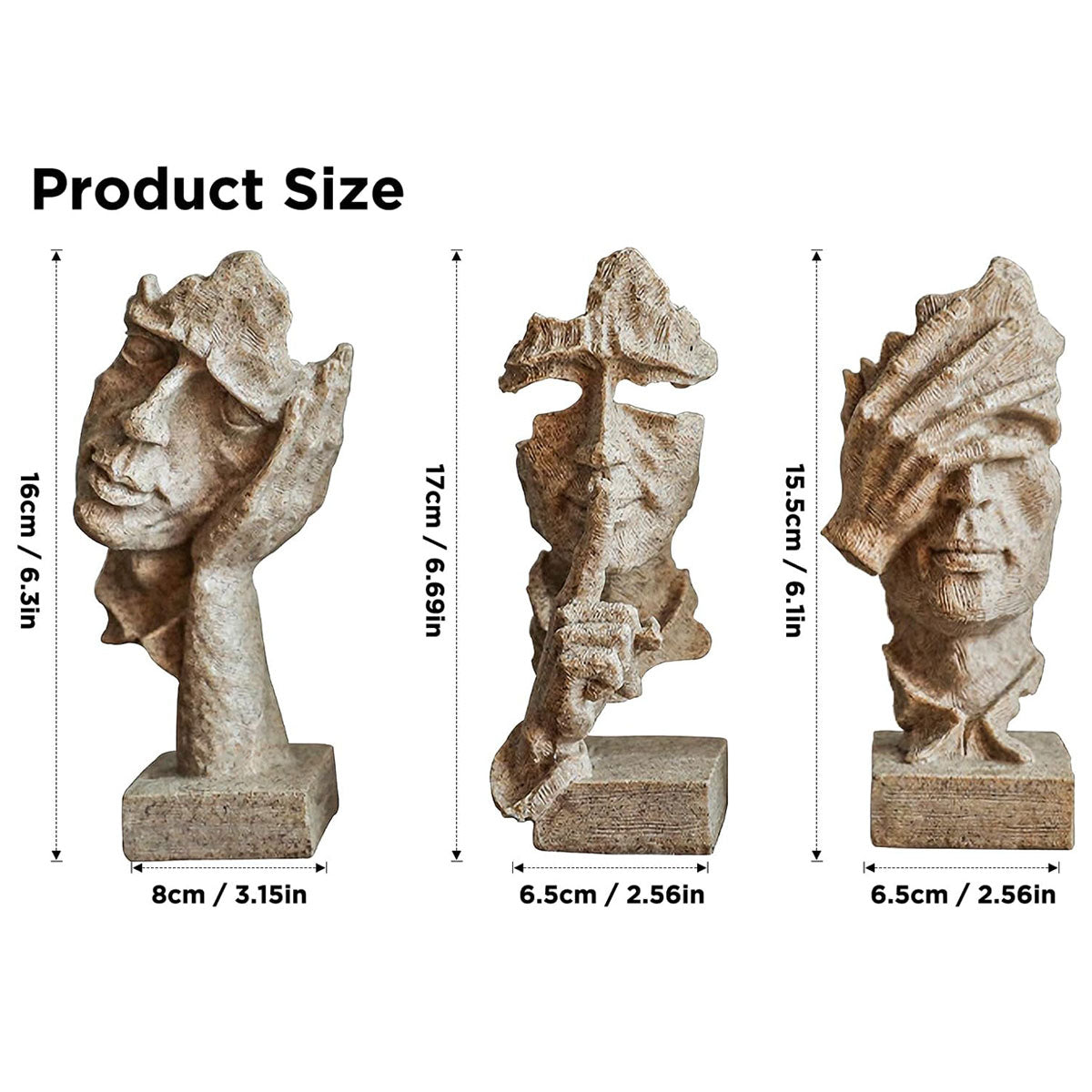 Resin Sculpture 3pcs Modern Office Desktop Art Decor Ornament Home Decoration