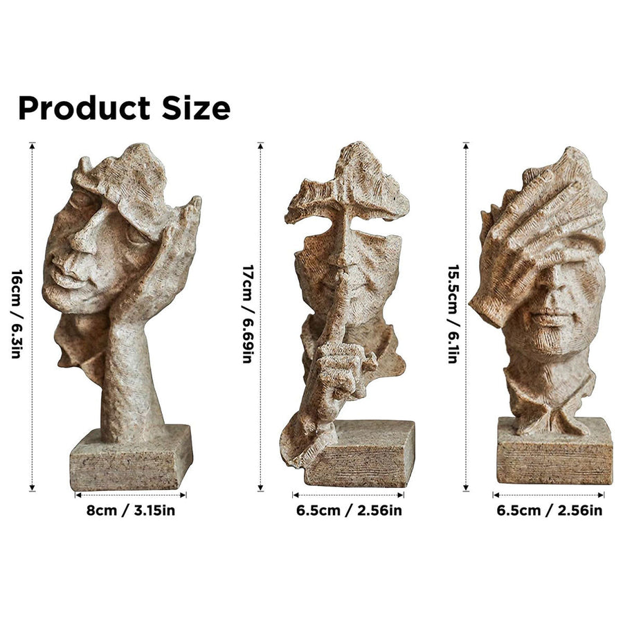 Abstract Resin Sculptures Set of 3 - 15.5-17 cm, Modern Office Decor - SuperSaverAU - view 1