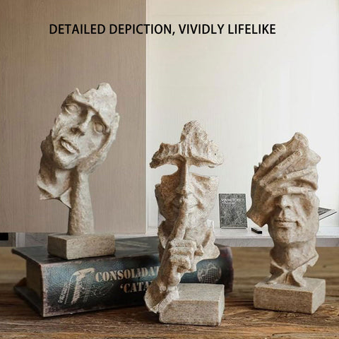 Abstract Resin Sculptures Set of 3 - 15.5-17 cm, Modern Office Decor - SuperSaverAU - view 2