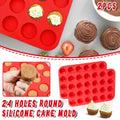 Premium 24-Hole Silicone Muffin Cake Moulds – Red 2 Pack