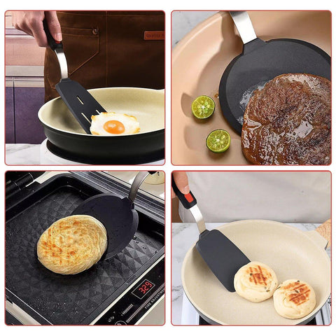 3PCS Silicone Spatula Kitchenware Set - Heat Resistant, Ergonomic Design, Black/Red - SuperSaverAU - view 2