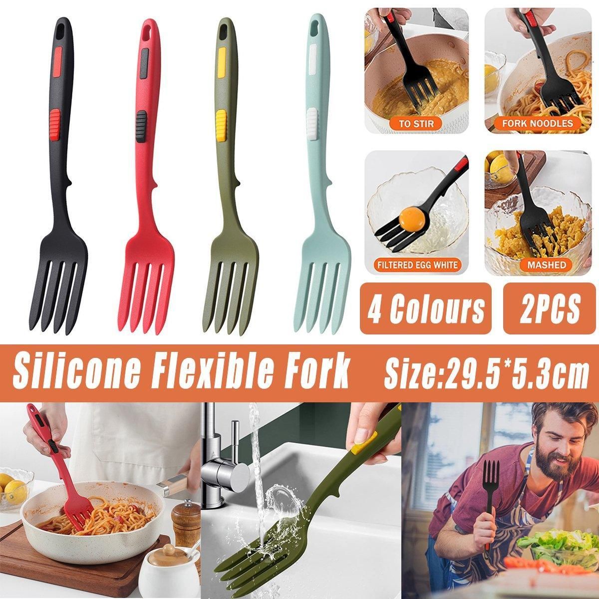 Premium Silicone Heat Resistant Cooking Forks – Blue-Green 2 Pack
