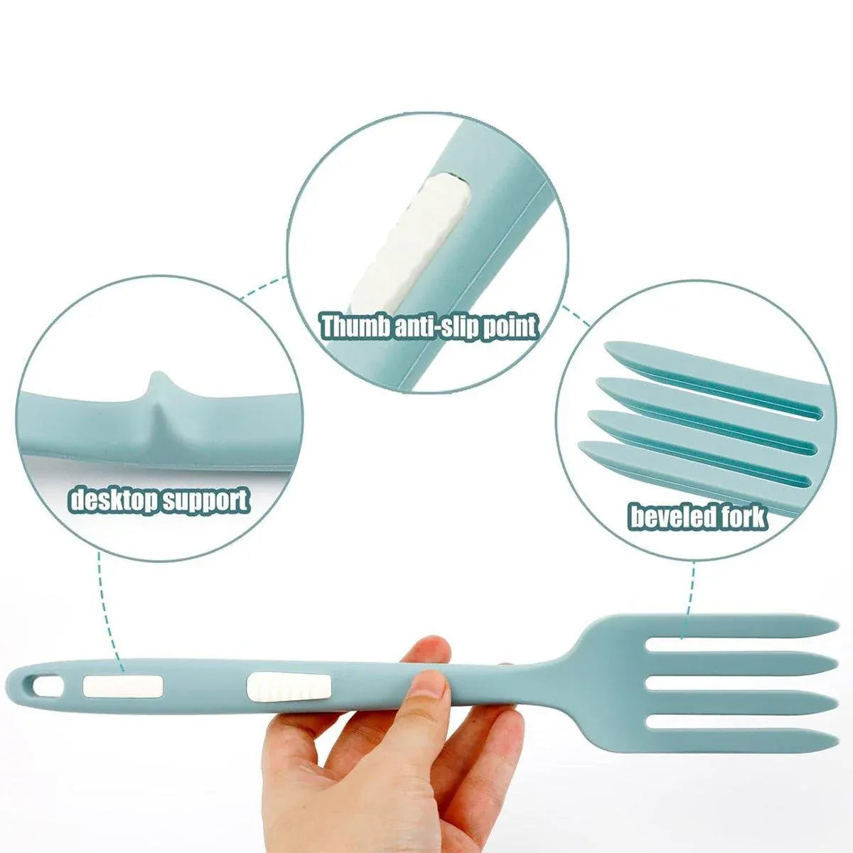 Premium Silicone Heat Resistant Cooking Forks – Blue-Green 2 Pack