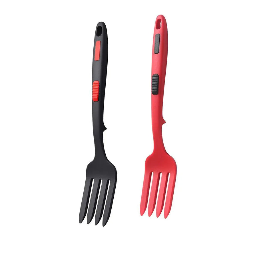 Premium Silicone Heat Resistant Cooking Forks – Red-Black 2 Pack