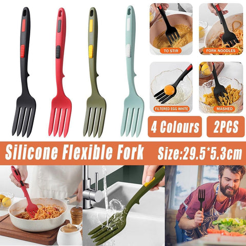 Premium Silicone Heat Resistant Cooking Forks – Red-Black 2 Pack