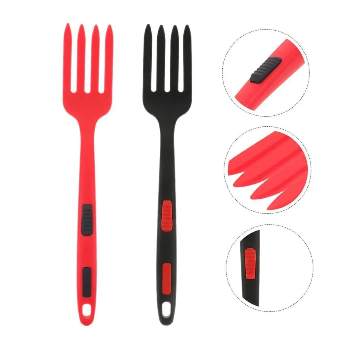 Premium Silicone Heat Resistant Cooking Forks – Red-Black 2 Pack