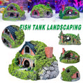 Premium Resin Grass House Aquarium Ornament Hideaway - A