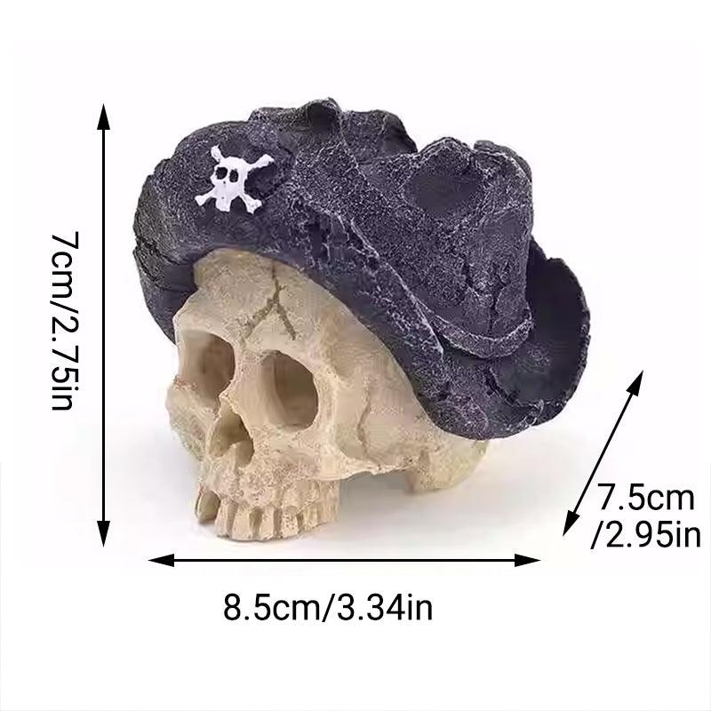 Premium Resin Skull Aquarium Ornament Decoration - Hat
